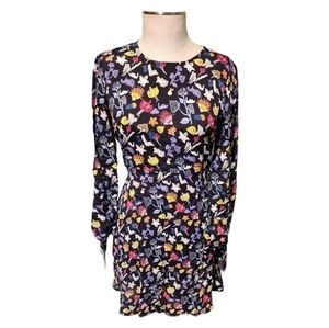 Yumi Women's Long Sleeve Semi Sheer Floral Lemon Pattern Size‎ Small Dress
